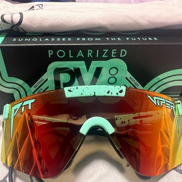 Pit Viper Polarized Sunglasses - Red and Mint - Picture 1 of 4